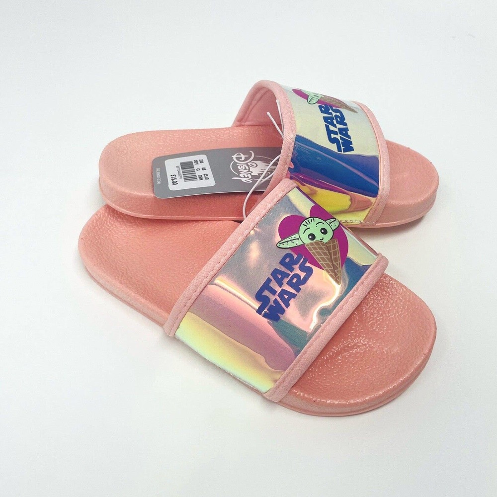 Disney Pink Star Wars Mandalorian Grogu The Child Slides for Girls Size 9 10